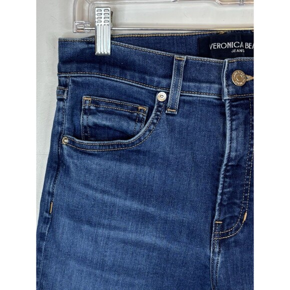 VERONICA BEARD Beverly Skinny Flare High Rise Jeans Bright Blue Wash Denim 29x31 - Picture 7 of 14